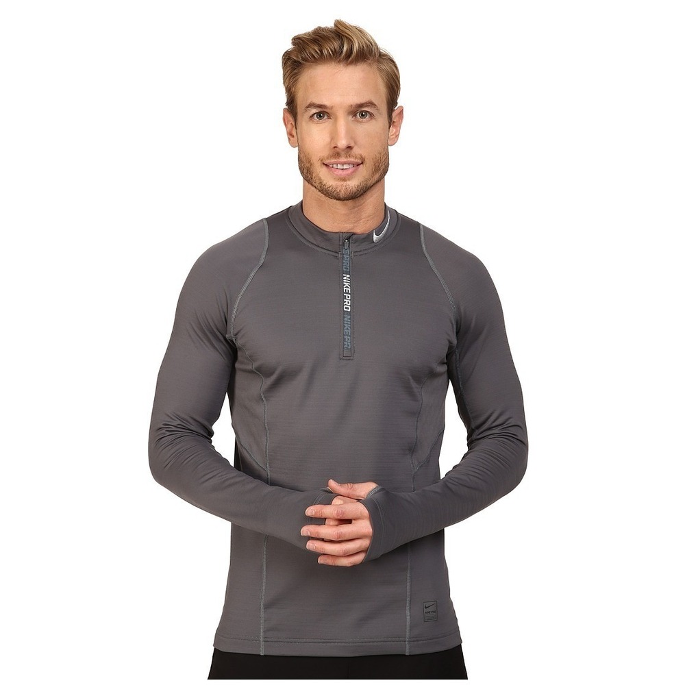 Nike Pro Hyperwarm Top Mens Medium Dark Grey 1/4 Zip Training 801992-021 NWT $60